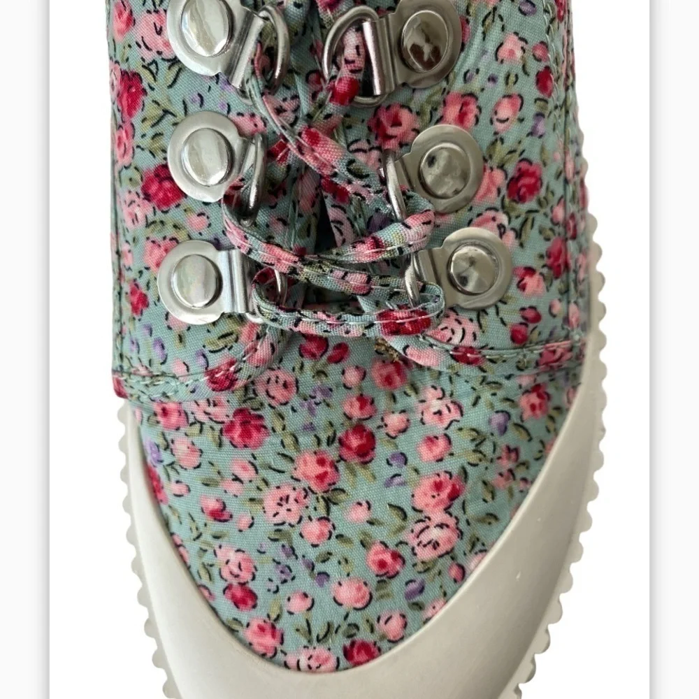 Jeffrey Campbell B2School Blue
Floral Fabric Platform Lace
Up Lug Sole Size 8 - Picture 10 of 12